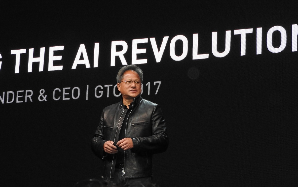 Jensen Huang, CEO of Nvidia, at GPU Tech event.
