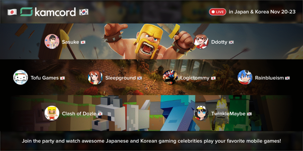 Kamcord mobile-gaming video platform launches in Korea and Japan