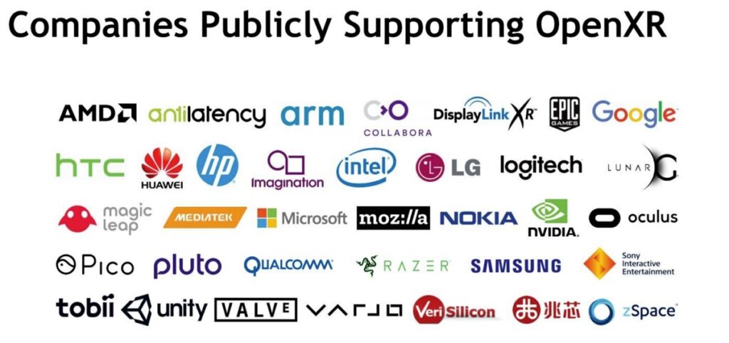 Khronos Group has all the big players supporting its OpenXR standard.