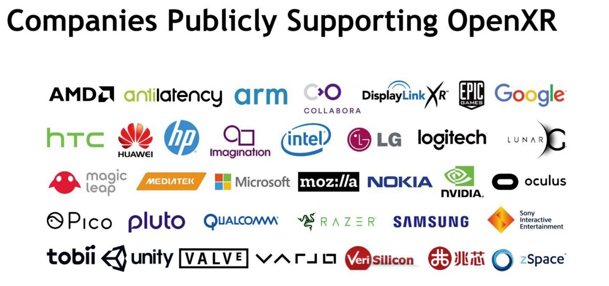 Khronos Group has all the big players supporting its OpenXR standard.