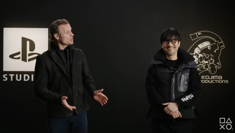 Hermen Hulst of PlayStation Studios with Hideo Kojima.