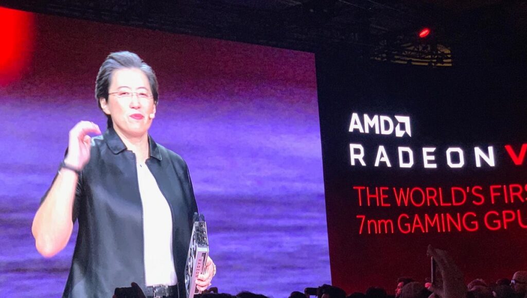 Lisa Su shows off the Radeon VII.