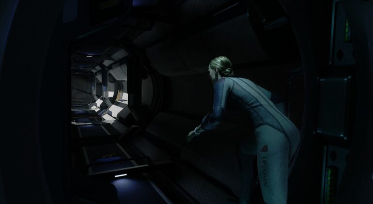 You maneuver in VR by grabbing the environment and pushing off.