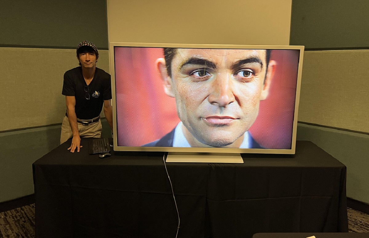 Holographic James Bond displayed on the Looking Glass 65-inch 3D display.