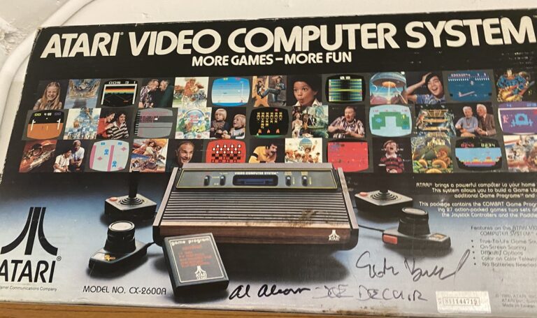 This Atari 2600 at the MADE was signed by company leaders including Nolan Bushnell and Allan Alcorn.