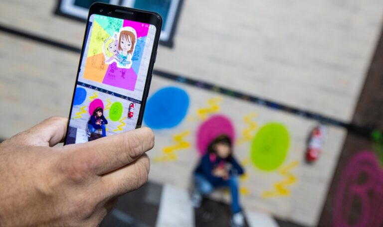 Mark uses augmented reality to display art.
