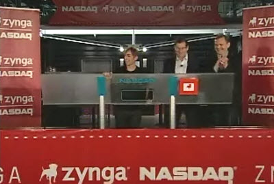 Mark Pincus, CEO of Zynga, rings the NASDAQ opening bell