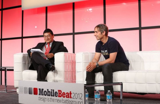 Dean Takahashi and Mark Pincus at GamesBeat 2012.