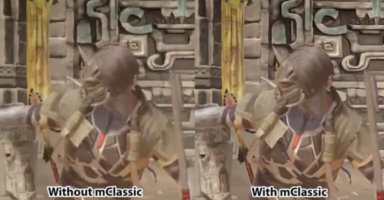 Marseille shows Mortal Kombat 11 with and without mClassic on the Nintendo Switch, 720p without and 1440p with.