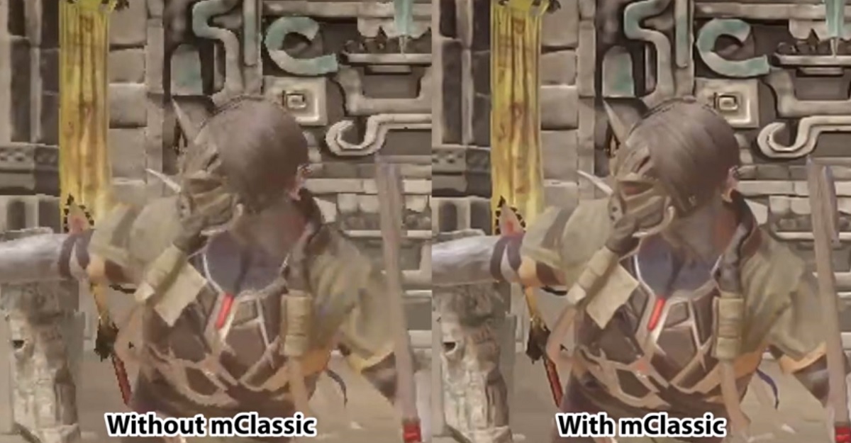 Marseille shows Mortal Kombat 11 with and without mClassic on the Nintendo Switch, 720p without and 1440p with.
