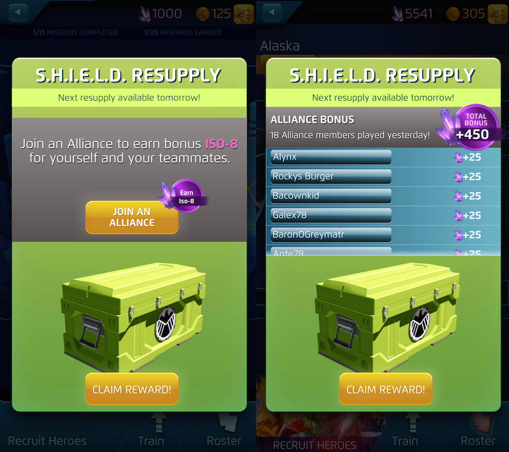 Daily Awards -- before and after you join an Alliance.