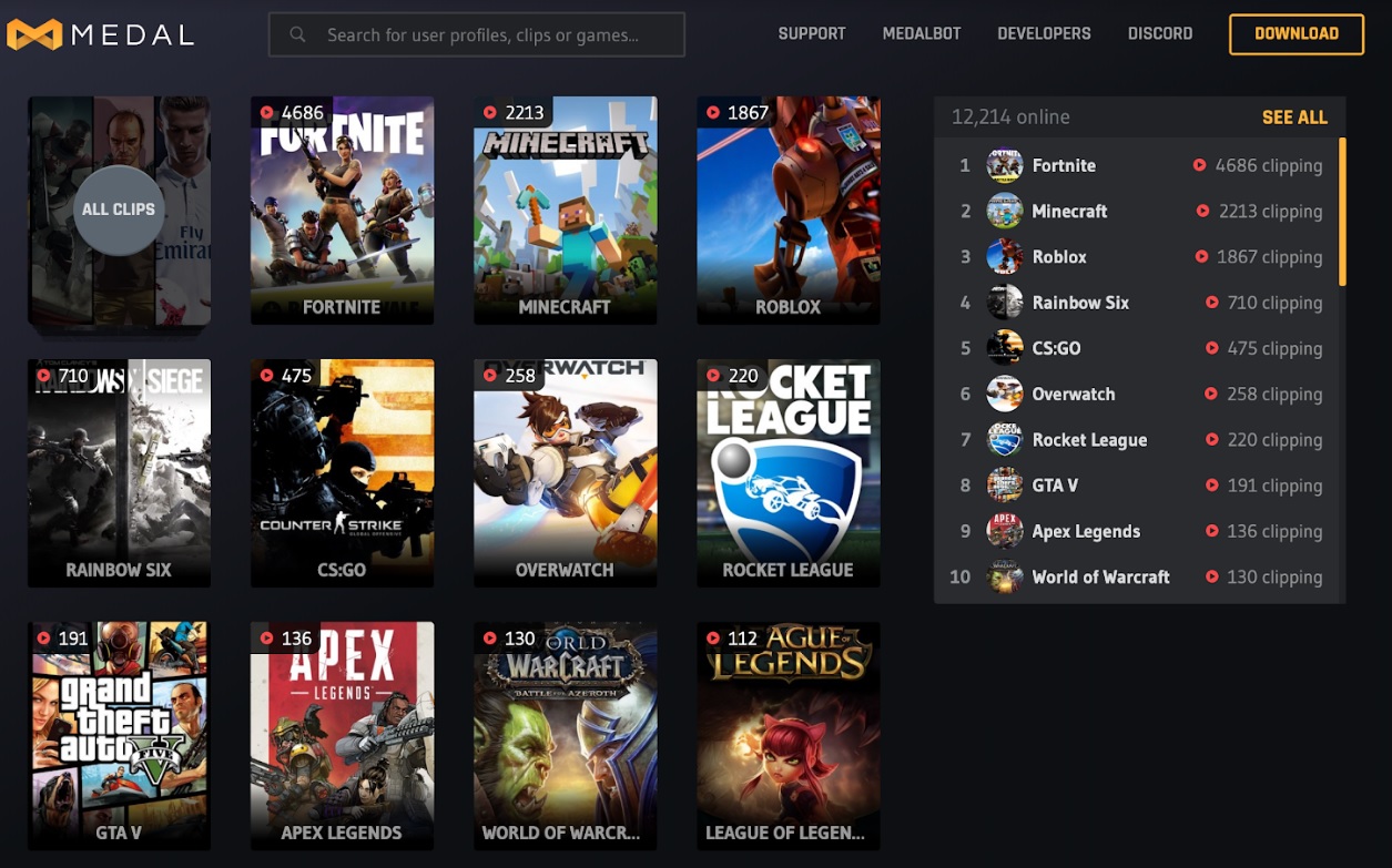 Medal.tv is a platform for short game videos.