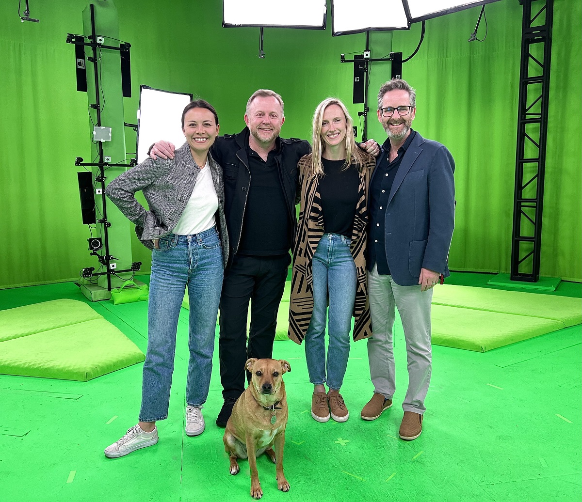 James Hursthouse (middle left) and Christina Heller (middle right) show off Metastage.