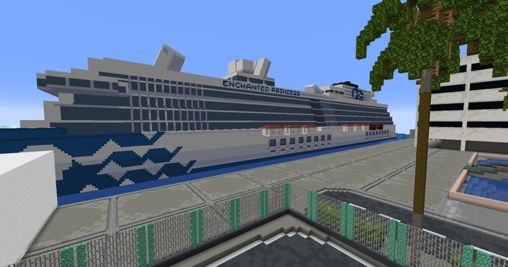 The Enchanted Princess cruise ship in Minecraft.