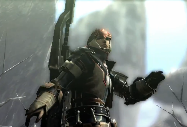 Shot of the player-created protagonist in Monster Hunter 4 for the 3DS