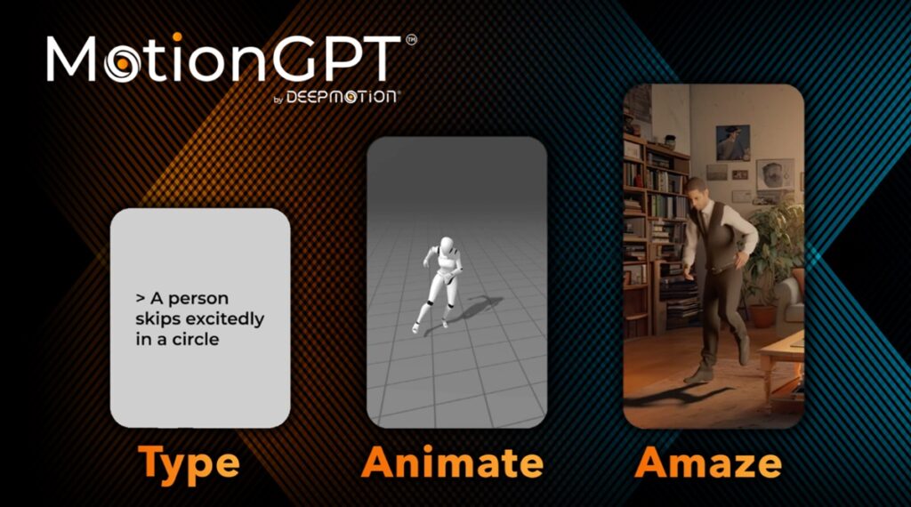 DeepMotion has made MotionGPT to make it easy to create 3D animations with generative AI.