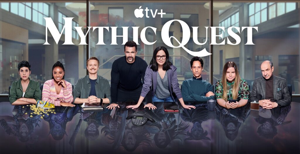 The cast of Mythic Quest, an Apple TV+ comedy about a game studio.