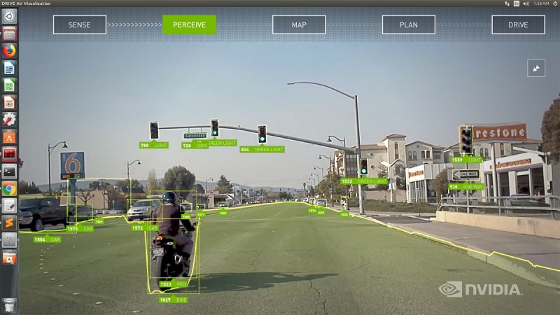 Nvidia's autopilot can sense pedestrians and hazards.