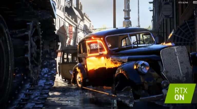 See the realistic reflection on the side of the car in Battlefield V with Nvidia RTX.