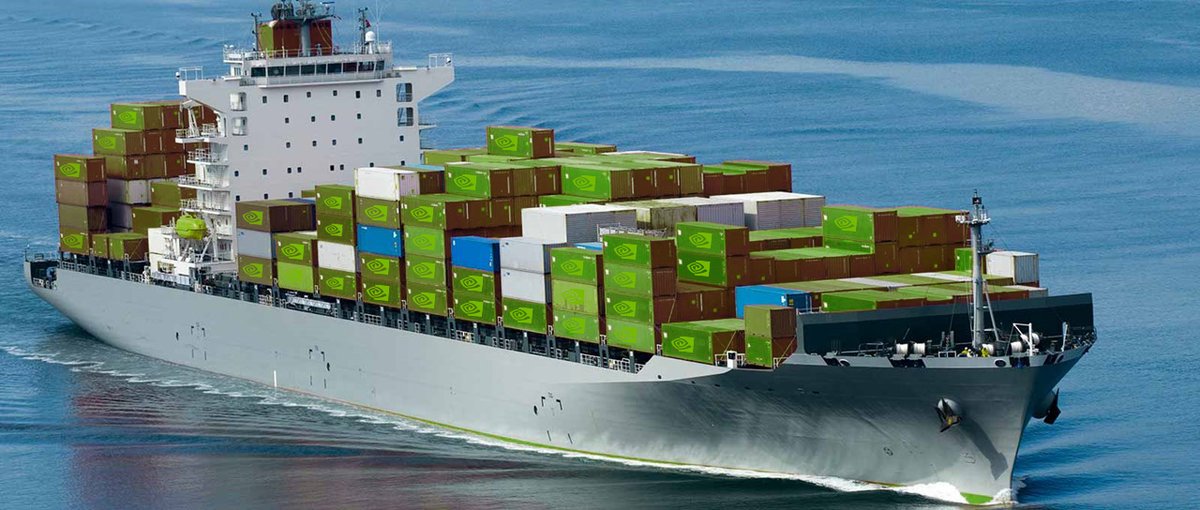 Nvidia posted this image of a cargo ship packed with GPUs.