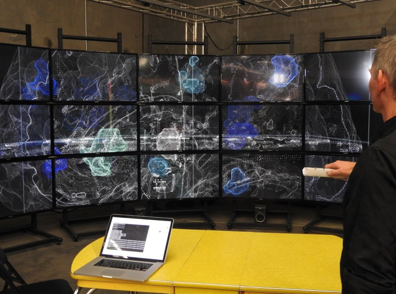 John Underkoffler shows off an immersion room display in May 2017.