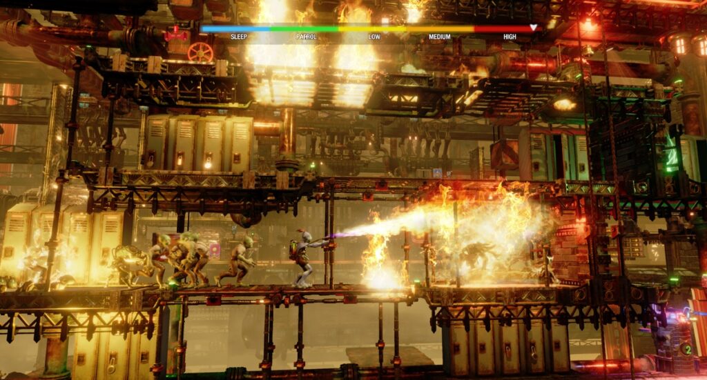 Oddworld: Soulstorm is a 3D sidescroller action game.
