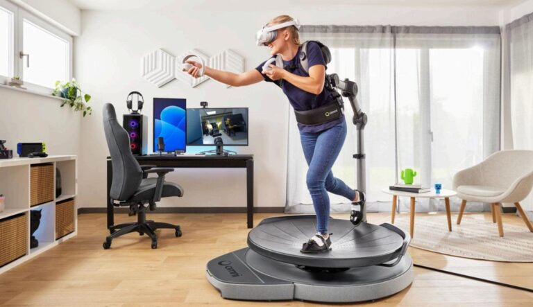 You can run on an omni-directional treadmill with Virtuix's Omni One VR gaming system.