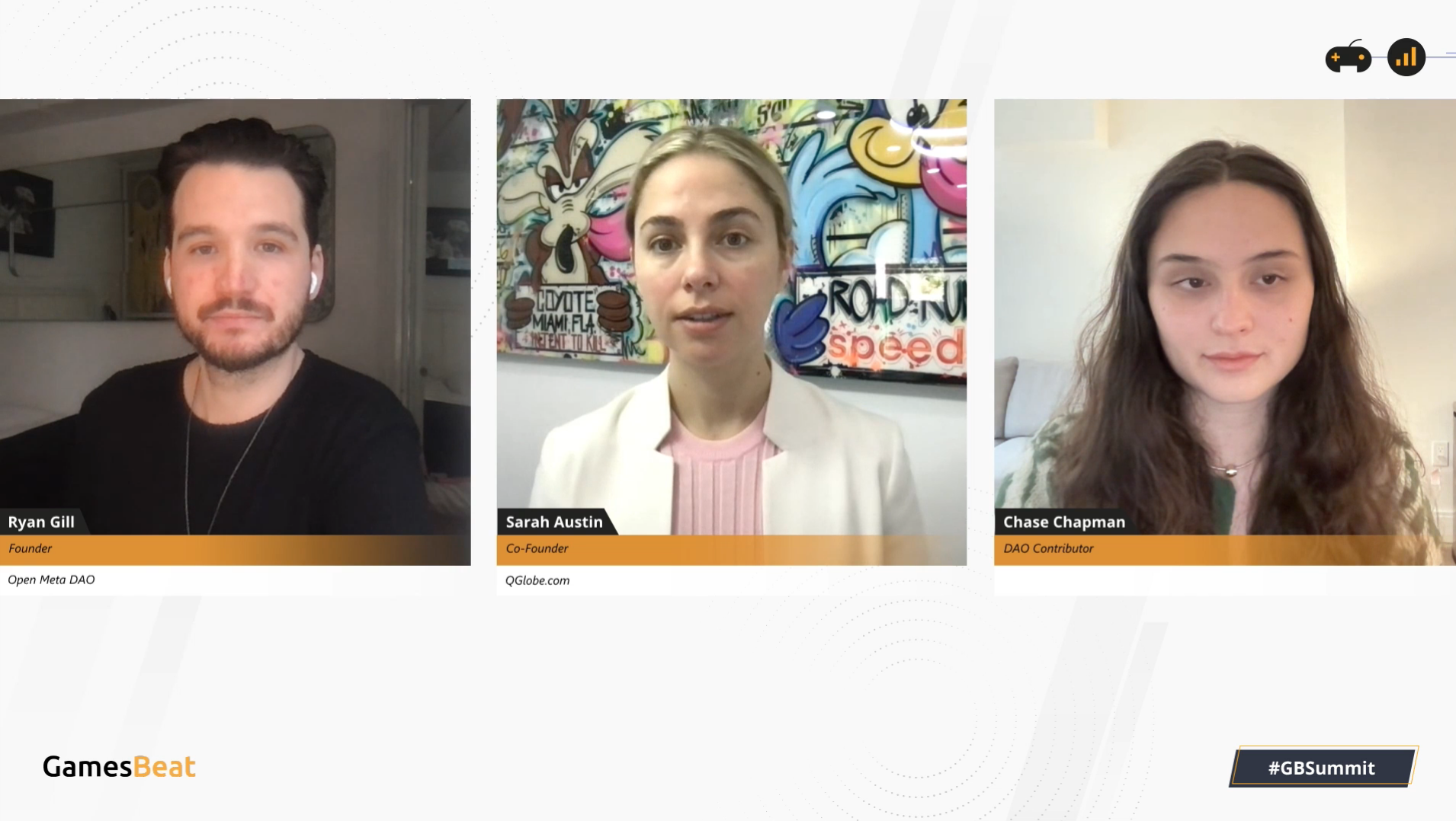 Ryan Gill, Sarah Austin, and Chase Chapman speaking on the open metaverse