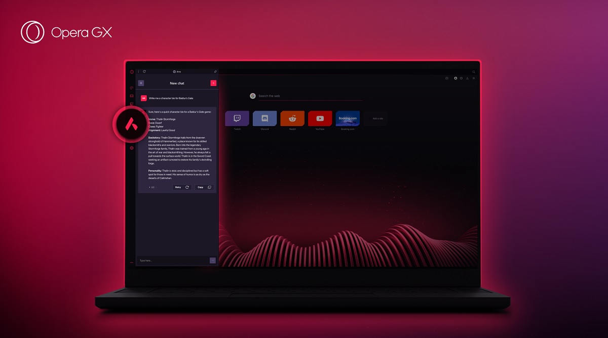 Aria adds AI to your Opera GX browsing experience.