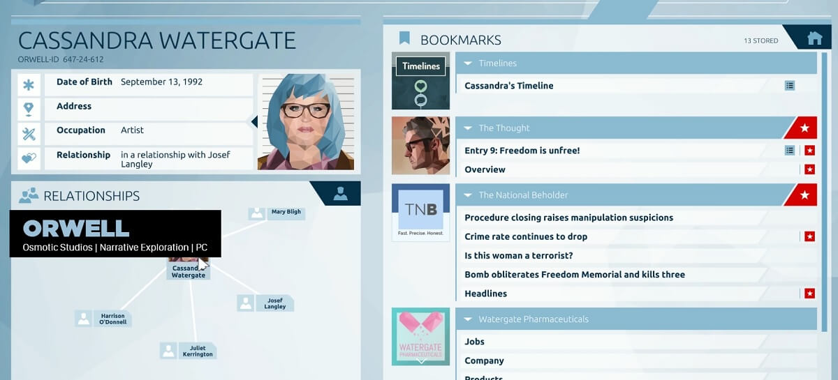 Orwell lets you play the role of an NSC-like investigator.