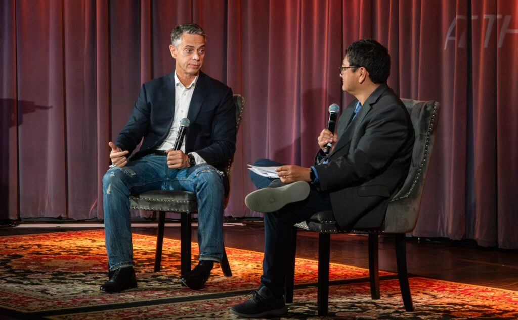 Nexon CEO Owen Mahoney speaks with Dean Takahashi at GamesBeat event in LA in December 2023.