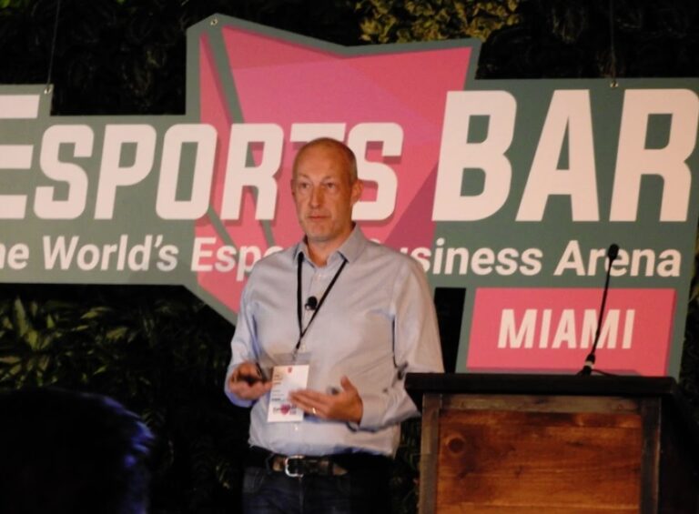 Peter Warman speaks at the Esports BAR Miami event.