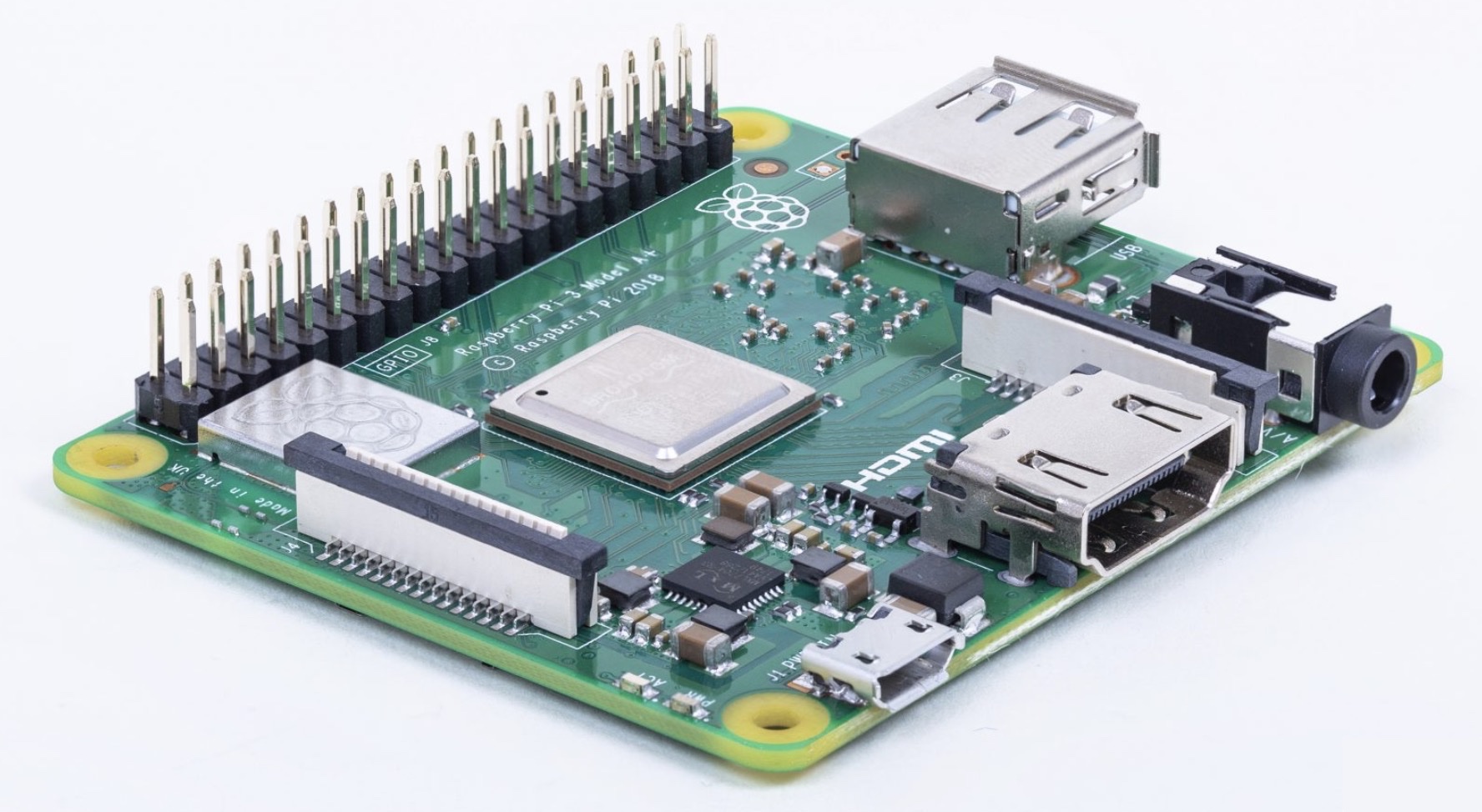The Raspberry Pi 3 Model A+.