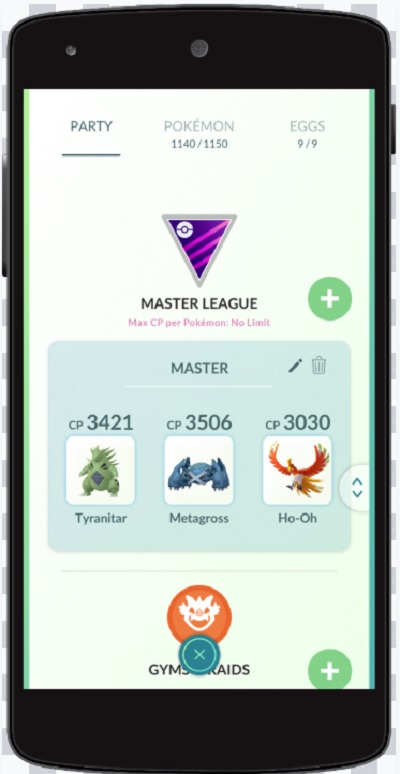 Pokémon Go's Master League has no limits on CP levels for battles.