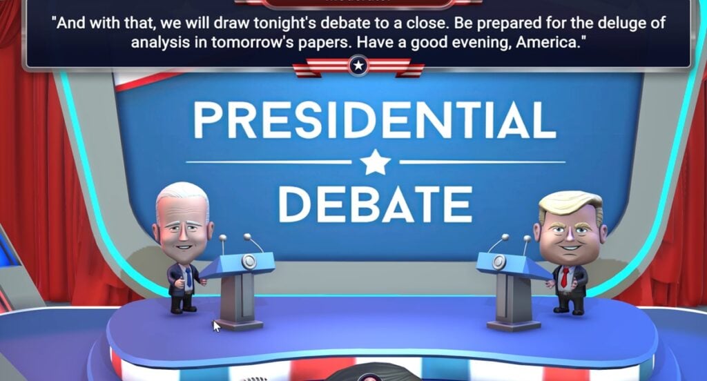 Winning the presidential debate matters in The Political Machine 2024.