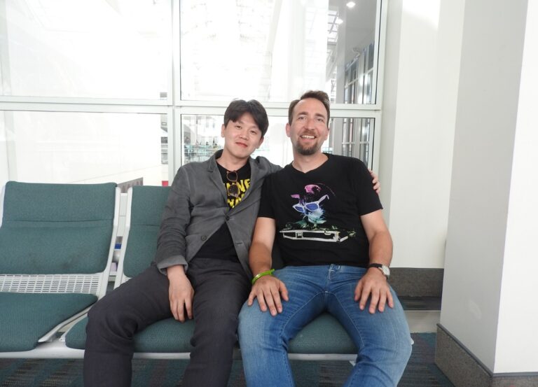Kim Chang-han, CEO of Bluehole Studio, and Brendan Greene, creator of PlayerUnknown's Battlegrounds.