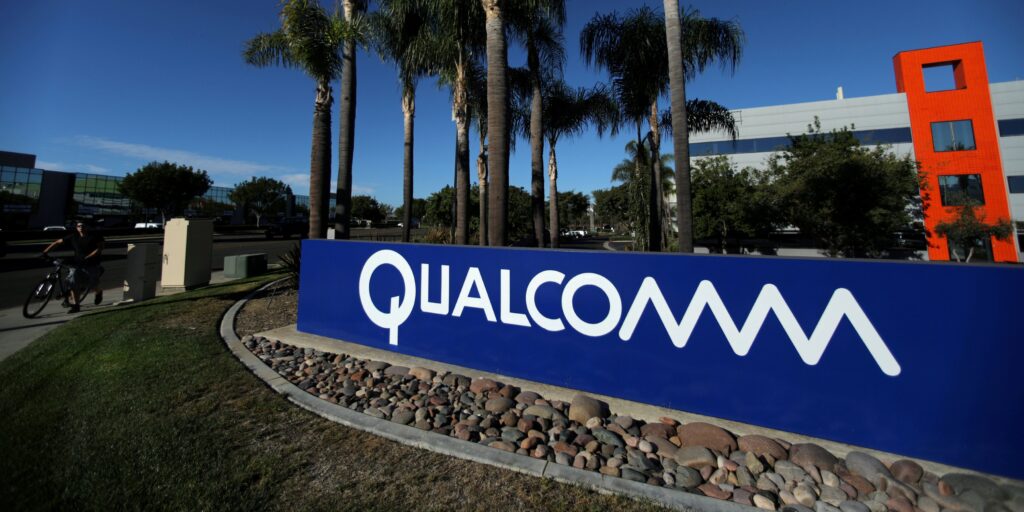 A sign on the Qualcomm campus is seen in San Diego, California, U.S. November 6, 2017.
