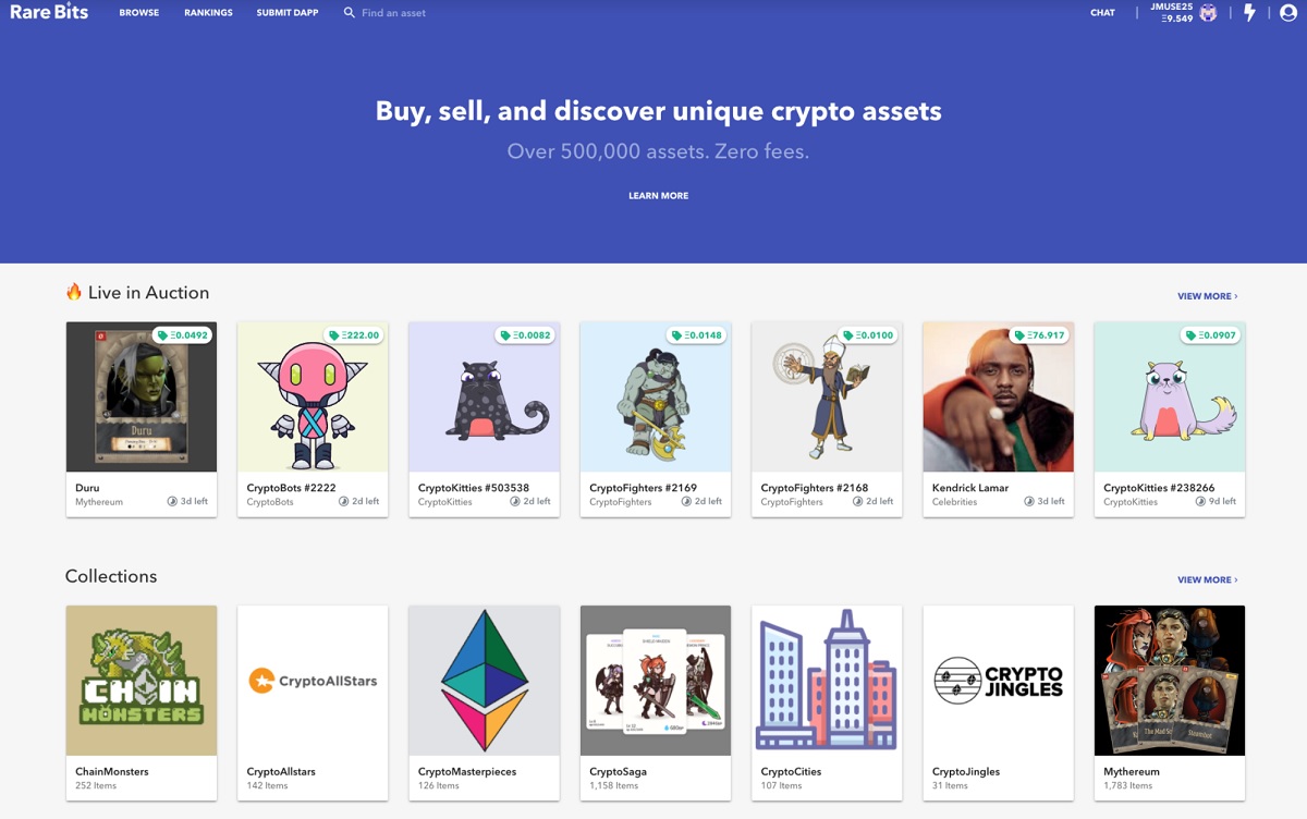 Rarebits has a platform for buying and selling cryptocurrency assets.