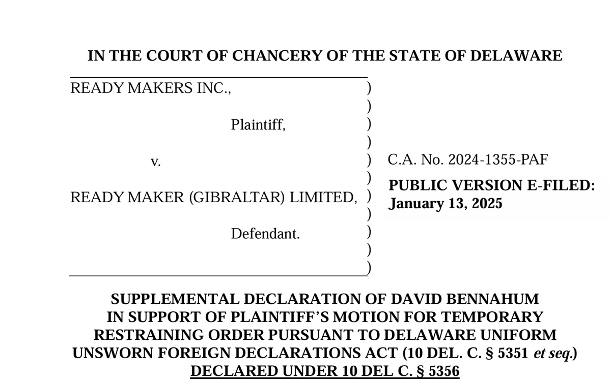 Ready Maker Inc. is suing the subsidiary that was issuing its token.