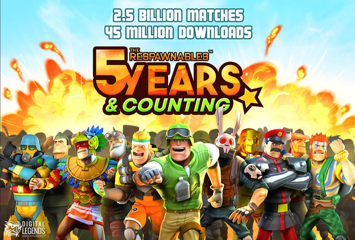 At five years, Respawnables hits 45 million downloads and 2.5 billion matches.