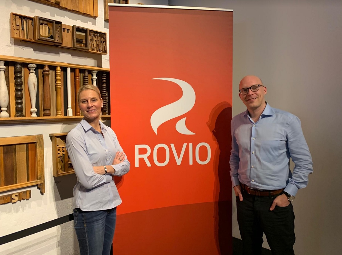 Kati Levoranta, CEO of Rovio, and Alexandre Pelletier-Normand, head of the game division at Rovio.