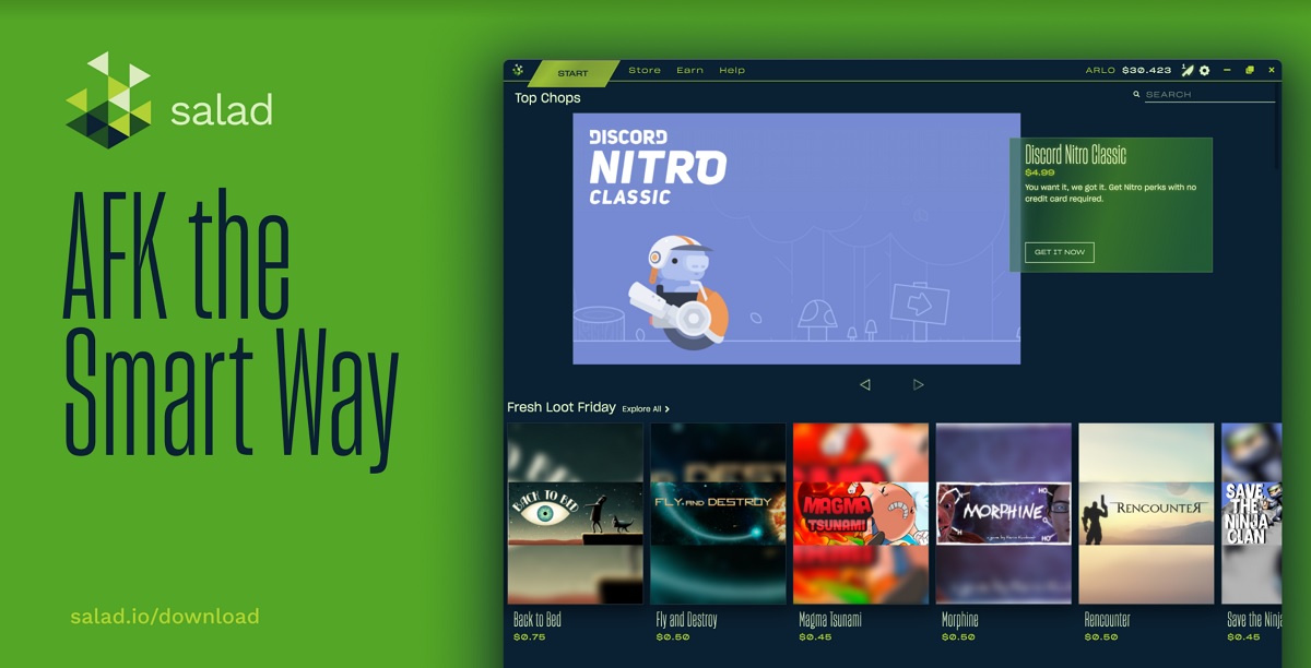 Salad Technologies lets you earn rewards like a Discord Nitro subscription in exchange for your idle computer time.