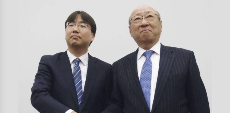 Incoming Nintendo president Shuntaro Furukawa and his predecessor, Tatsumi Kimishima in 2018.
