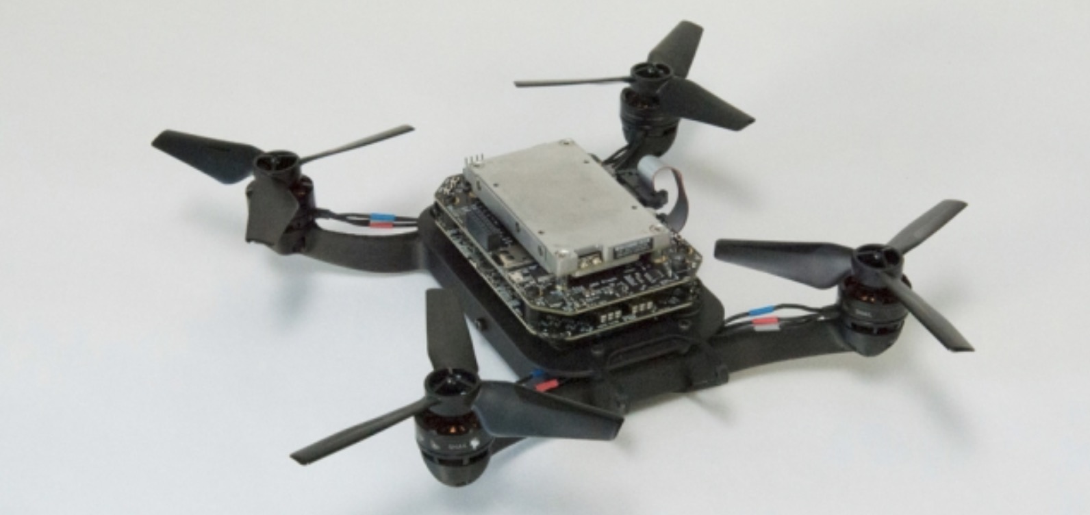 A drone equipped with Flight Goggles hardware.