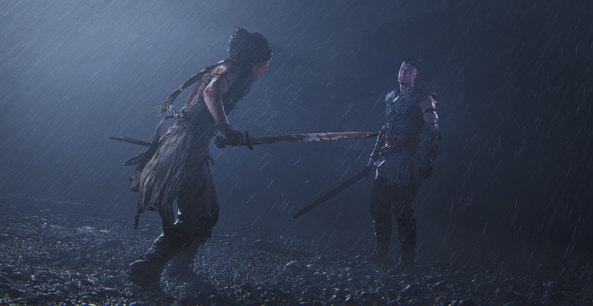 A duel with the slavermaster in Senua's Saga: Hellblade II.
