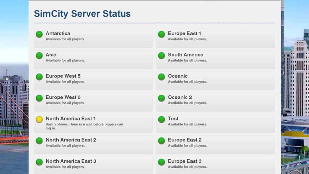Check the status of SimCity’s servers anytime on the web