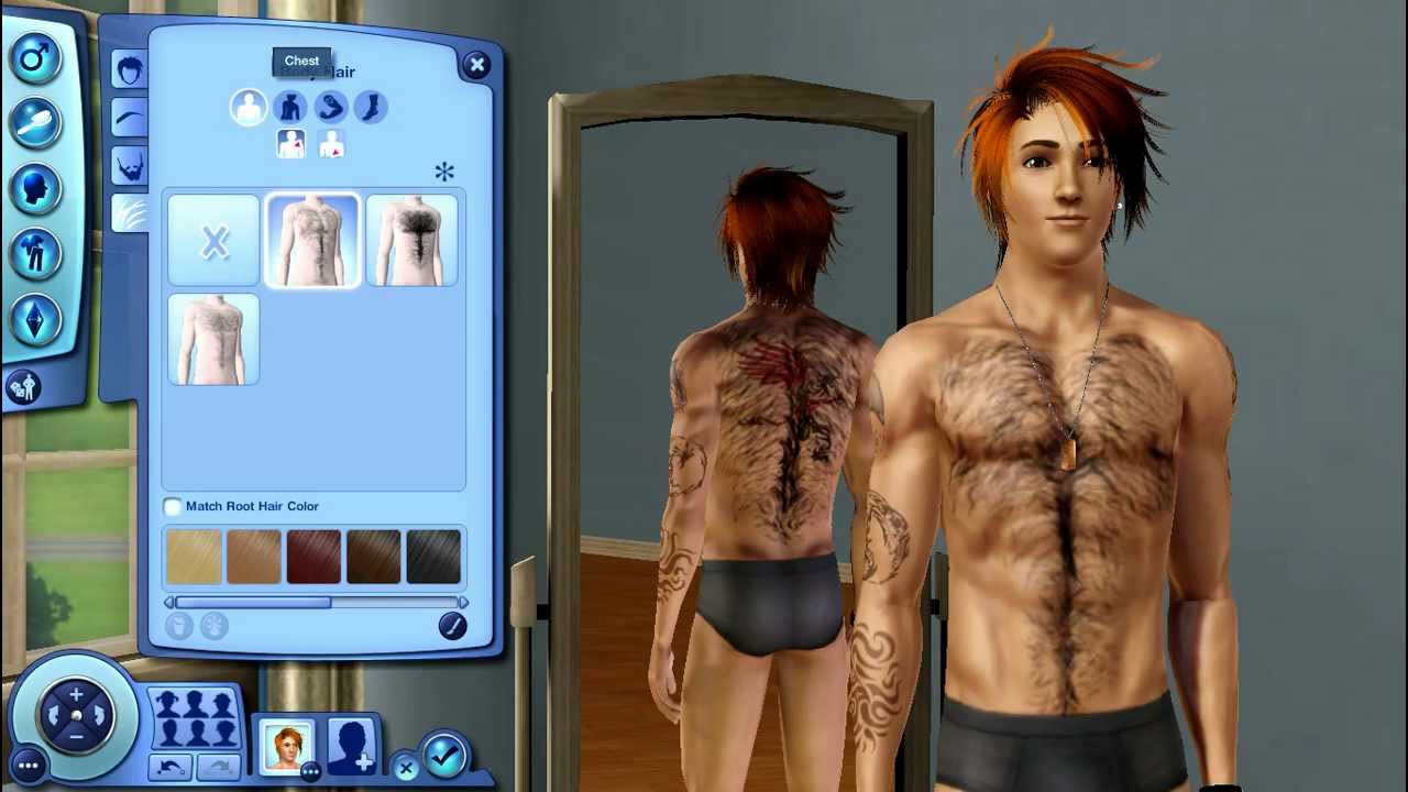 The Sims body hair