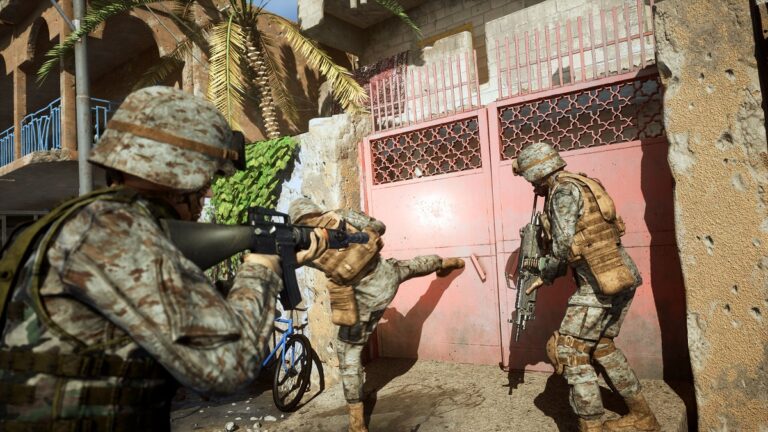 Kicking down doors and discerning what lies beyond them is a big par t of Six Days in Fallujah.