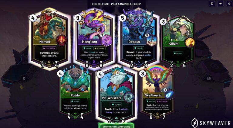 Skyweaver is a digital card trading game with NFTs.