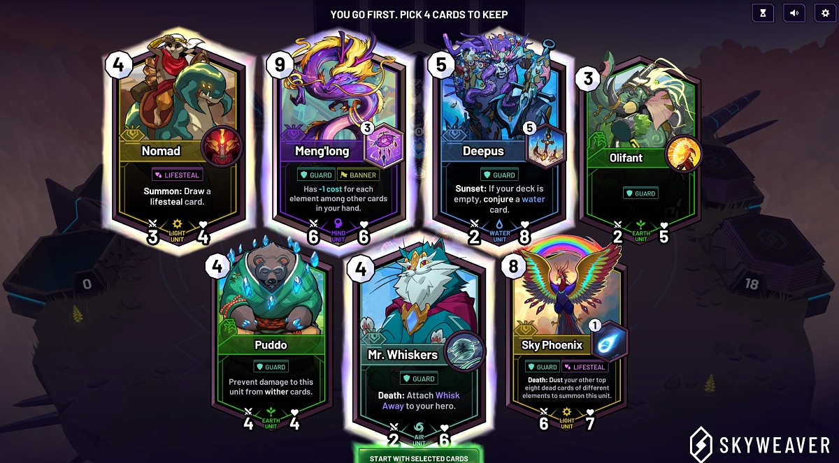 Skyweaver is a digital card trading game with NFTs.